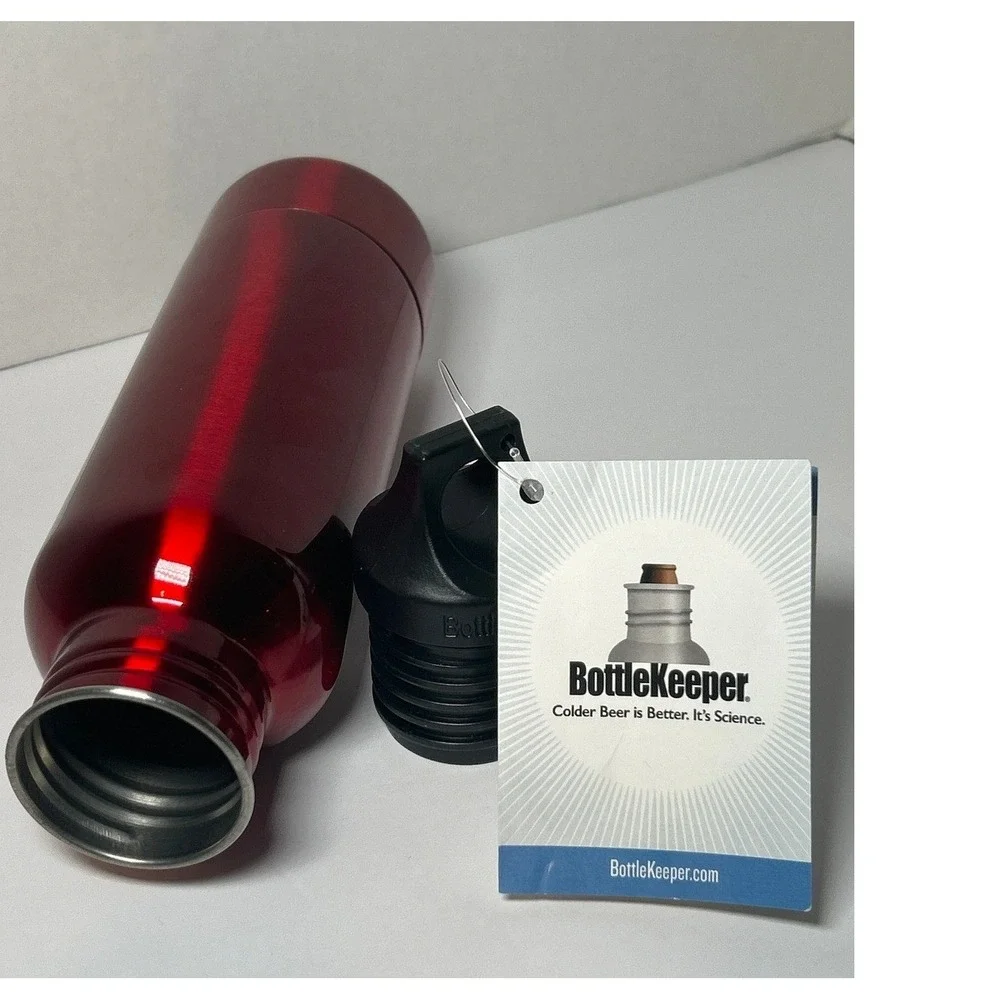 BottleKeeper Insulated‎ Beer Bottle Holder Stainless Steel Red Neoprene NWT 12oz